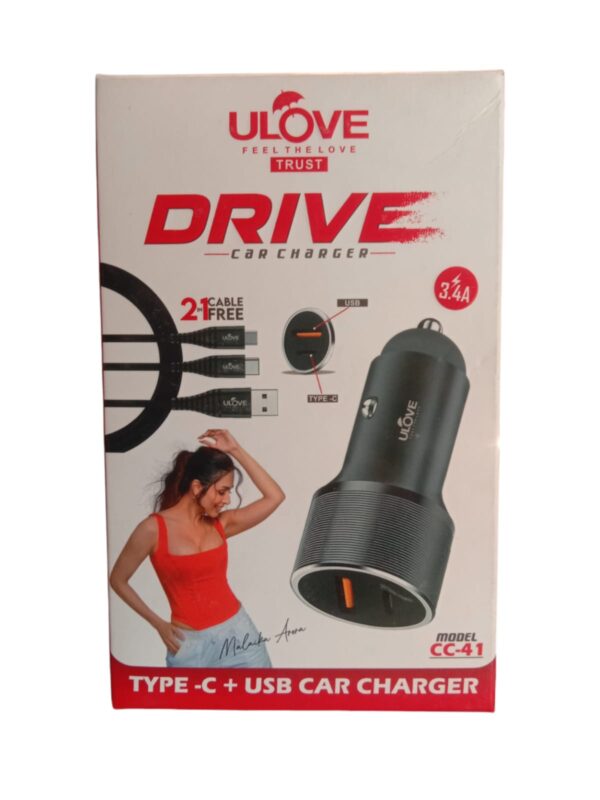 ULOVE CAR CHARGER 2in1 CABLE 3.4Amp