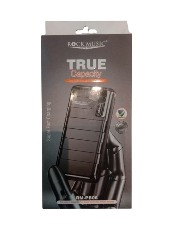ROCK MUSIC TRUE CAPACITY POWERBANK DUAL-USB WITH V8 &TYPE-C PORT