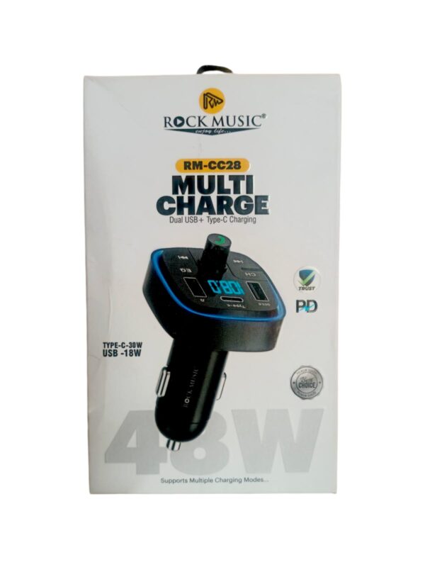ROCK MUSIC MULTI CAR CHARGER DUAL USB+TYPE-C 48W