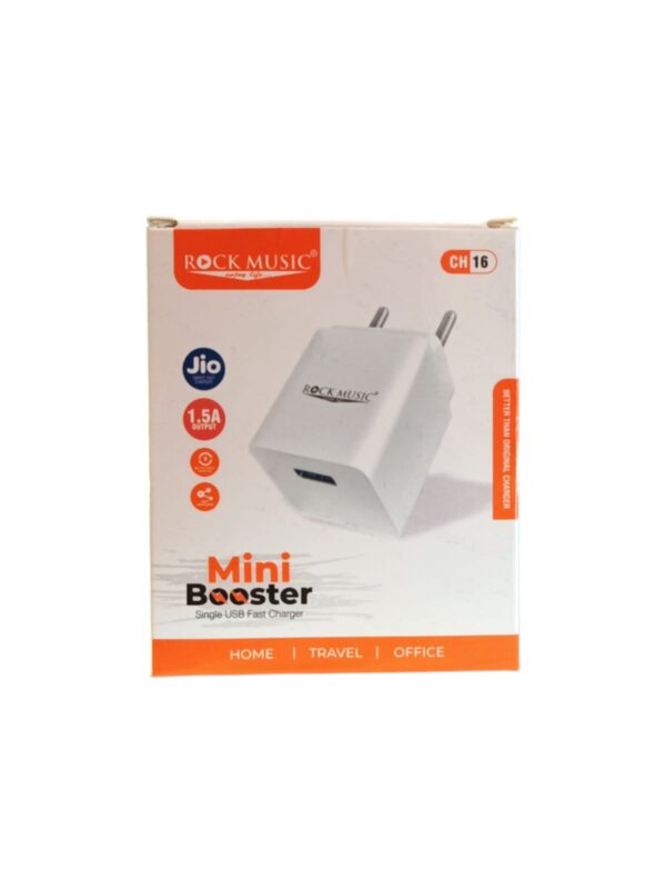 ROCK MUSIC MINI BOOSTER CHARGER 1.5 Amp WITH USB to MICRO CABLE