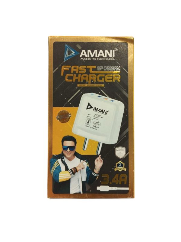 AMANI FAST CHARGER AUTO-IN 3USB WITH MICRO CABLE 3.4Amp